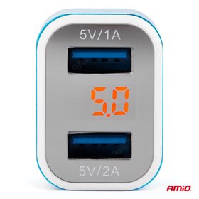 ŁADOWARKA AMIO 2XUSB + TESTER NAPIĘCIA AKUMULATORA TEST-04