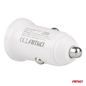 ŁADOWARKA AMIO PCH PRO-07 USB-C+USB 20W 12/24V