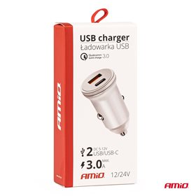 ŁADOWARKA AMIO PCH PRO-07 USB-C+USB 20W 12/24V